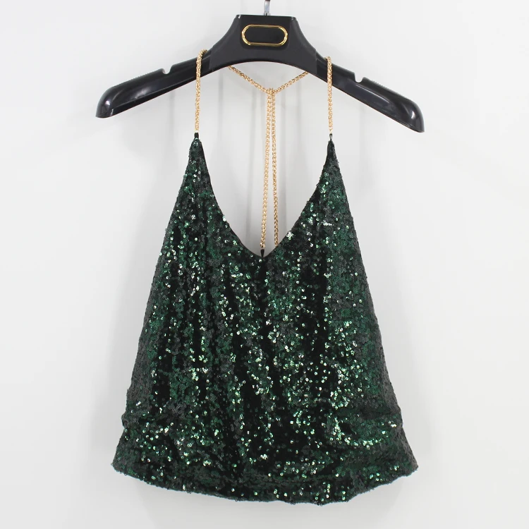 Metal Chain Straps V Neck Loose Women Short Sequin Top Bling Backless Club Party Dancer Festival Swing Cami Vest Top Singlet
Metal Chain Straps V Neck Loose Women Short Sequin Top Bling Backless Club Party Dancer Festival Swing Cami Vest Top Singlet
