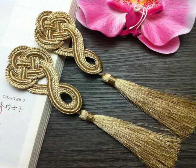 Gold tassel lace trim Exquisite Trim Chinese knot necklace clothes brooches accessories 2 pcs/lot
Gold tassel lace trim Exquisite Trim Chinese knot necklace clothes brooches accessories 2 pcs/lot