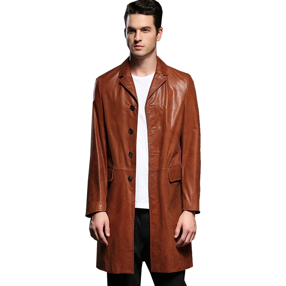 Quality Real Sheepskin/cowhide Leather Long Jacket Men Genuine Leather Male Spring Formal Casual Clothing Black Leather Jacket
Quality Real Sheepskin/cowhide Leather Long Jacket Men Genuine Leather Male Spring Formal Casual Clothing Black Leather Jacket