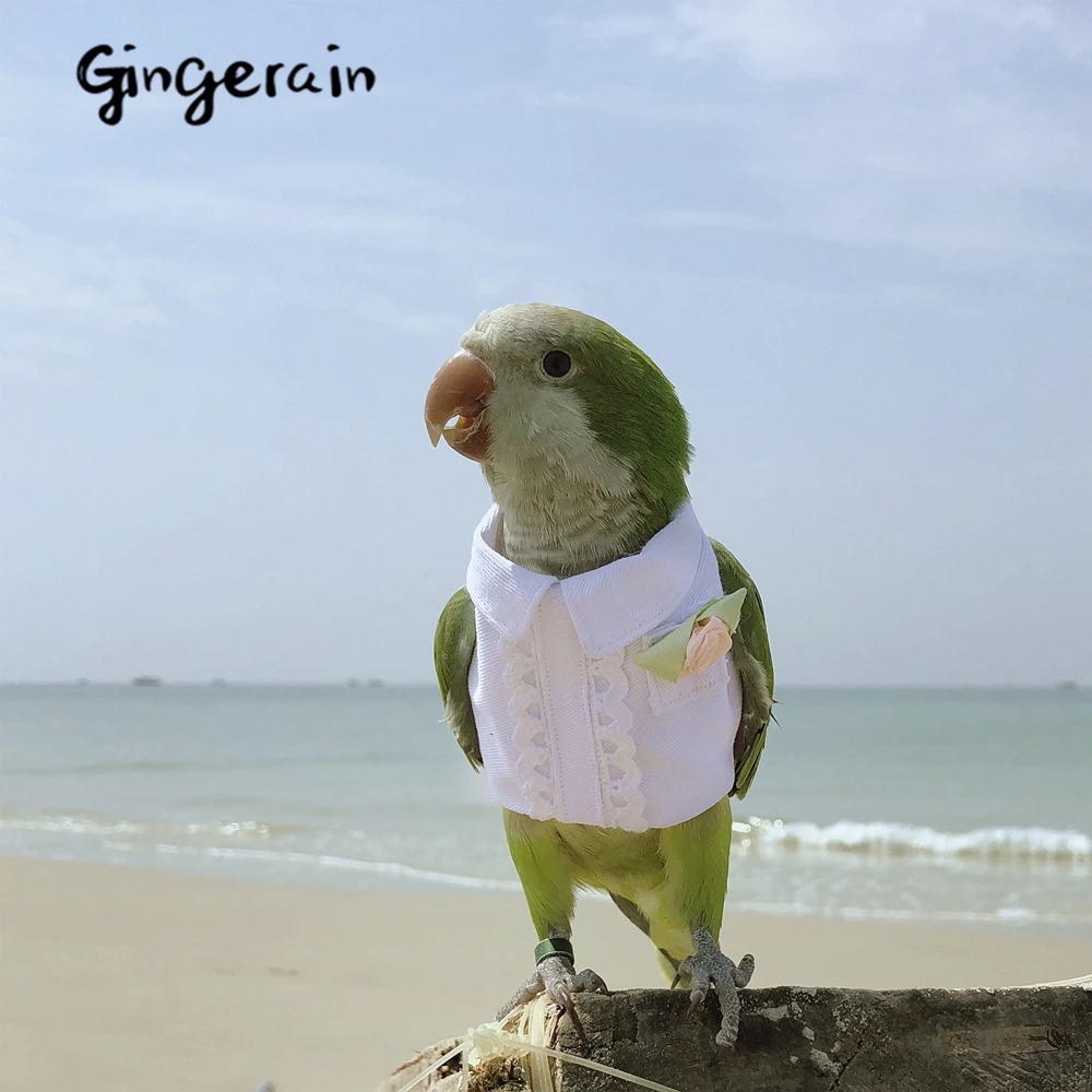 Gingerain одежда с птицами попугаем весенняя цветами оригинальная ручная работа