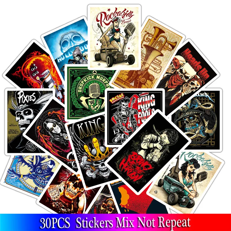 32PCS Mixed Skull Sticker Graffiti JDM Stickers to DIY Guitar Motorcycle Laptop Luggage Skateboard Car Snowboard (3)