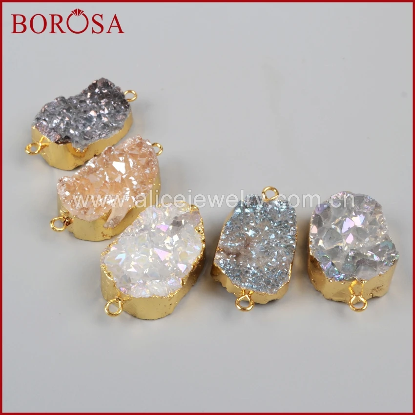 BOROSA 10pcs Gold Color Natural Crystal Quartz Titanium Mix COLOR Drusy Geode Slice Connector Druzy Double Bails G1036
BOROSA 10pcs Gold Color Natural Crystal Quartz Titanium Mix COLOR Drusy Geode Slice Connector Druzy Double Bails G1036