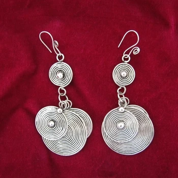 

long Earrings Guizhou ethnic minority wind retro earrings handmade Miao silver