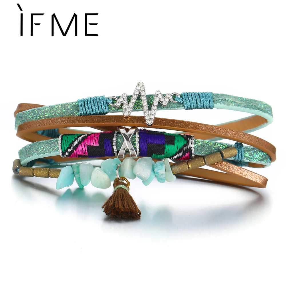 IF ME Bohemian Multiple Layers Tassel Pendant Charm Leather Bracelets for Women Stone Beads Adjustable Braided Bracelet NEW Gift
IF ME Bohemian Multiple Layers Tassel Pendant Charm Leather Bracelets for Women Stone Beads Adjustable Braided Bracelet NEW Gift