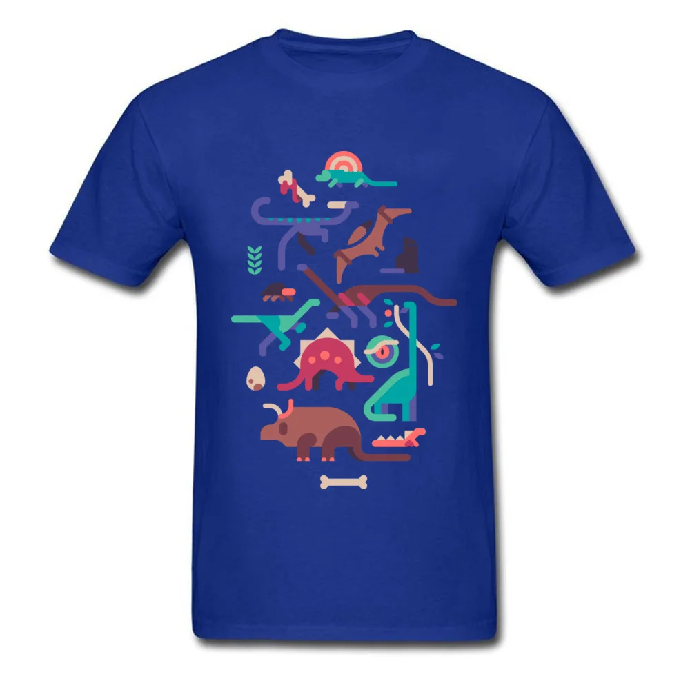 Dinos and a cat_blue