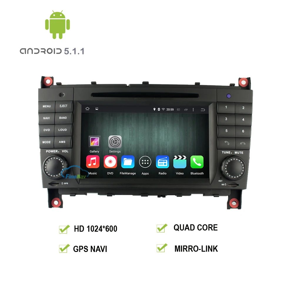 Фото 2 din Android 5.1.1 для Benz C Class W203 CLK W209 7 &quotсенсорный Экран Quad core автомобиль dvd gps навигация