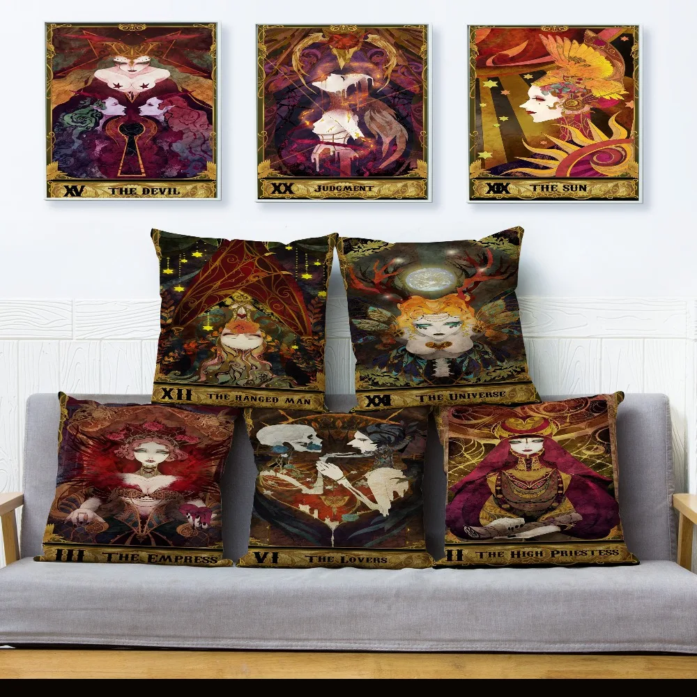 Vintage Cartoon Colorful Tarot Cushion Cover Decor Pillow Cover Portrait Pillow Case Pillowcase for Sofa Home Car Linen 45*45cm
Vintage Cartoon Colorful Tarot Cushion Cover Decor Pillow Cover Portrait Pillow Case Pillowcase for Sofa Home Car Linen 45*45cm