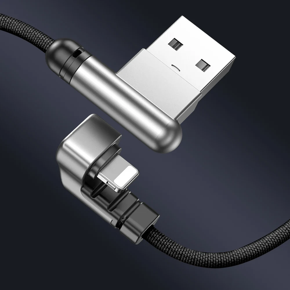 180 Degree Elbow Sync Data Charger Cable 8 Pin for Apple Iphone X XS XR 8 7 6 6S Plus Lighting Charging Wire Metal Device Line
180 Degree Elbow Sync Data Charger Cable 8 Pin for Apple Iphone X XS XR 8 7 6 6S Plus Lighting Charging Wire Metal Device Line