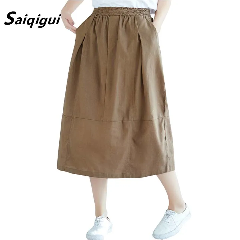 Saiqigui 2019 spring Summer Skirt Vintage Casual loose black Cotton Linen Skirts Korea Womens A-Line Skirts Femme Saias
Saiqigui 2019 spring Summer Skirt Vintage Casual loose black Cotton Linen Skirts Korea Womens A-Line Skirts Femme Saias