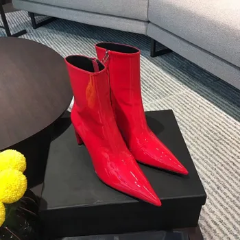 New Fashion Red Patent Leather Women Pointy Toe Ankle Boots Strange Heel Ladies Stylish Martin Boots Zipper Boots Punk Style
New Fashion Red Patent Leather Women Pointy Toe Ankle Boots Strange Heel Ladies Stylish Martin Boots Zipper Boots Punk Style