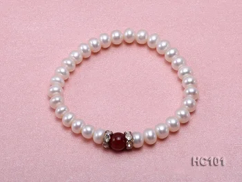 Unique Pearls jewellery Store 18cm AA 7-8MM White Color Freshwater Pearl Elastic Bracelet Red Agate Rhinestone Bracelet
Unique Pearls jewellery Store 18cm AA 7-8MM White Color Freshwater Pearl Elastic Bracelet Red Agate Rhinestone Bracelet