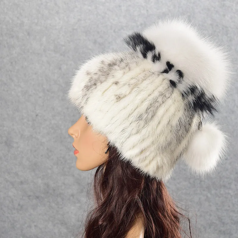 Winter fur hat for women real mink fur hat with silver fox fur flower knitted beanies women fur cap pompom 
Winter fur hat for women real mink fur hat with silver fox fur flower knitted beanies women fur cap pompom