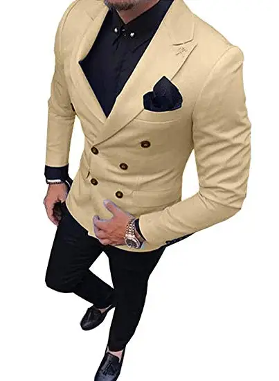 

Модный мужской костюм цвета слоновой кости 2020, смокинг для жениха terno slim fit, мужские костюмы на заказ с черными брюками, свадебные костюмы для мужчин (пиджак + брюки)