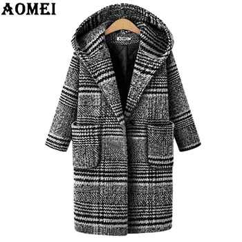 Winter Woolen Oversize Plaid Coat for Women Manteau Plus Size Outerwear with Cap Single Breasted Full Sleeve Wool Fashion Style
Winter Woolen Oversize Plaid Coat for Women Manteau Plus Size Outerwear with Cap Single Breasted Full Sleeve Wool Fashion Style