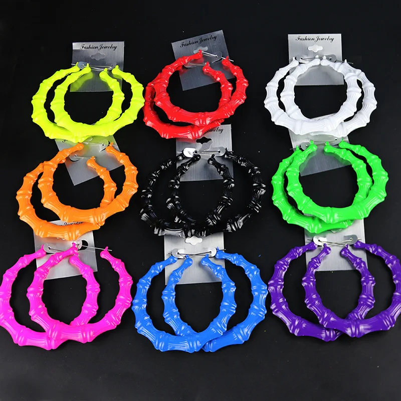 SexeMara New Punk Celebrity Basketball Wives Big Hoop Earrings For Women Neon Color Large Bamboo Earrings Brincos Fashion Party
SexeMara New Punk Celebrity Basketball Wives Big Hoop Earrings For Women Neon Color Large Bamboo Earrings Brincos Fashion Party