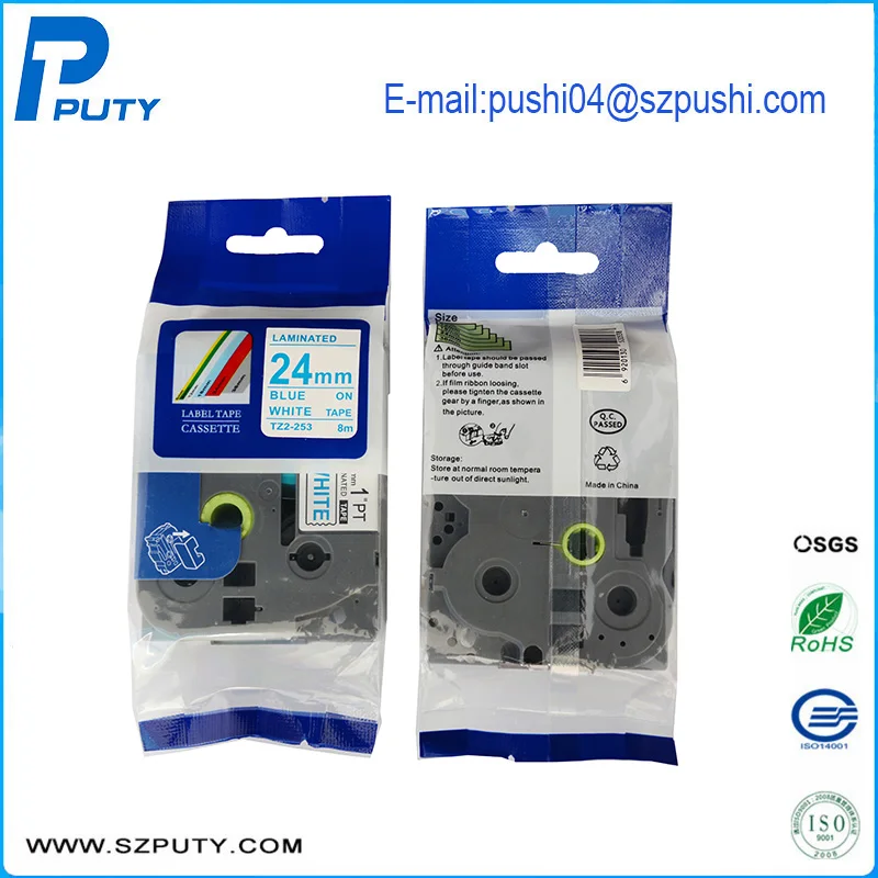 Compatible 24mm Blue on White Tz Tape Tze-253 for P-touch Label Maker Ribbon TZ-253 Tze253
Compatible 24mm Blue on White Tz Tape Tze-253 for P-touch Label Maker Ribbon TZ-253 Tze253
