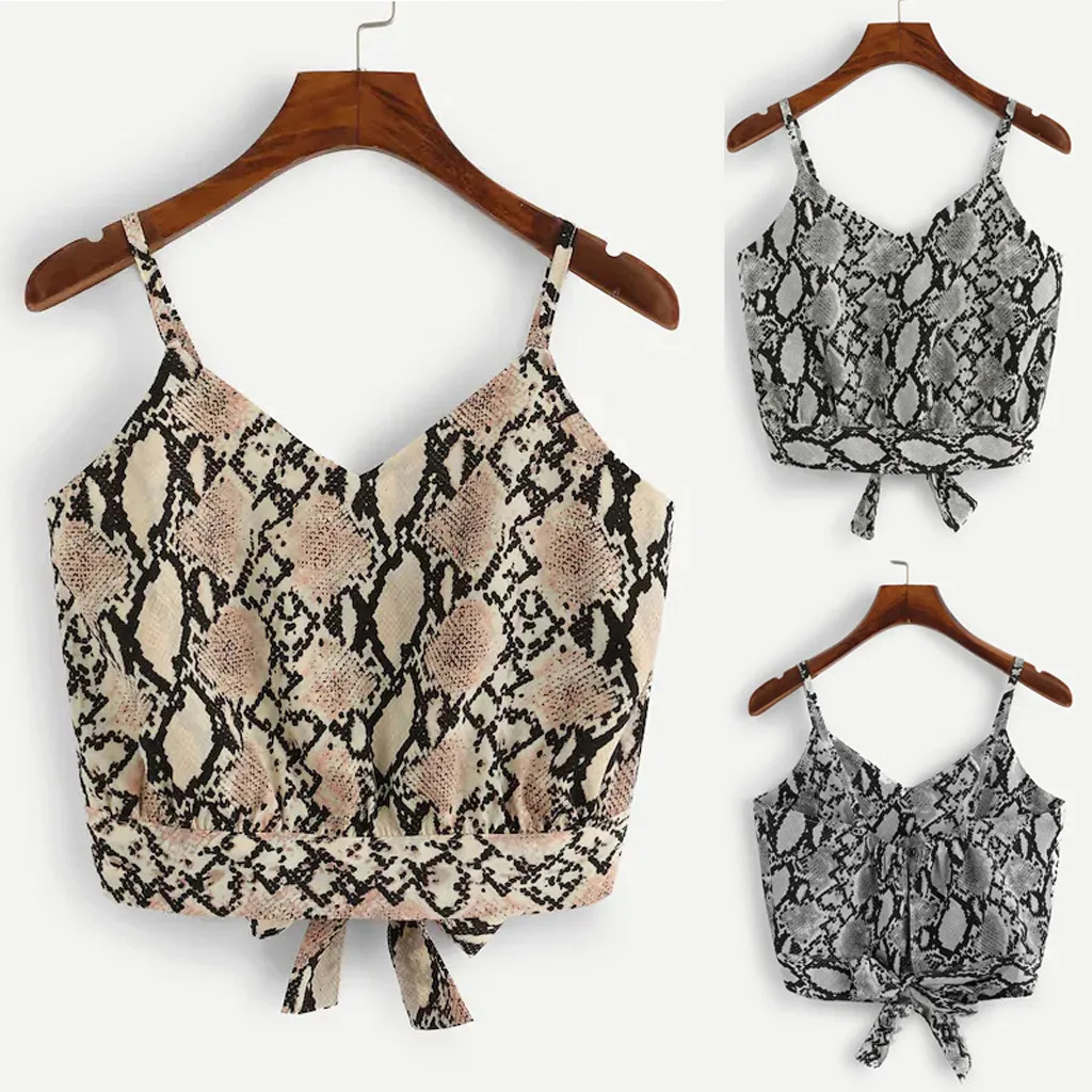 Blouse 2019Top Women's Lady Self Tie Back V Neck Snake Print Crop Top Camisole Tank Blouse Tops
Blouse 2019Top Women's Lady Self Tie Back V Neck Snake Print Crop Top Camisole Tank Blouse Tops