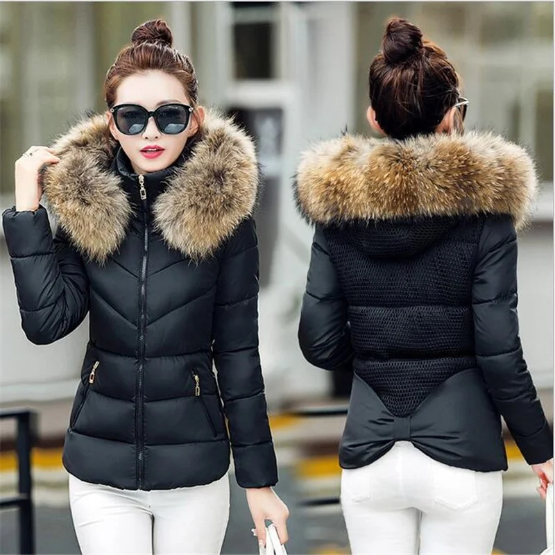 Slim Jacket Women Parkas Winter Fur Collar Coats Hooded Cotton Padded Short Jackets Female Warm Black Outwear Overcoat KNHJ633
Slim Jacket Women Parkas Winter Fur Collar Coats Hooded Cotton Padded Short Jackets Female Warm Black Outwear Overcoat KNHJ633