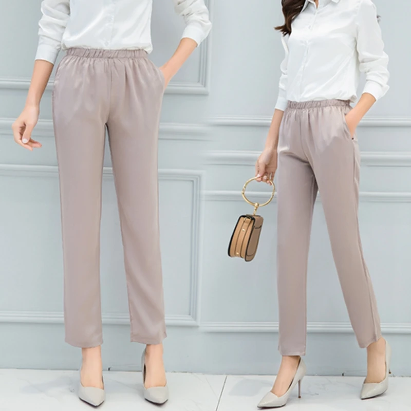 2019 Spring Summer Women Pants Office Ladies Wide Leg Loose Silk Satin Straight Elastic High Waist Pants Women Casual Trousers
2019 Spring Summer Women Pants Office Ladies Wide Leg Loose Silk Satin Straight Elastic High Waist Pants Women Casual Trousers