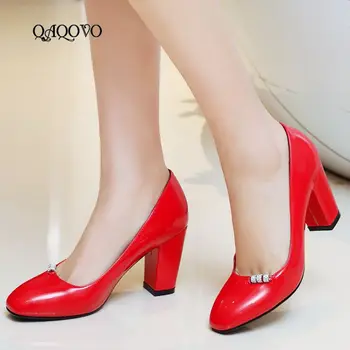 2019Spring Autumn Women Patent Leather Pumps Square High Heels Slip On Dress Shoes Black Red Apricot
2019Spring Autumn Women Patent Leather Pumps Square High Heels Slip On Dress Shoes Black Red Apricot