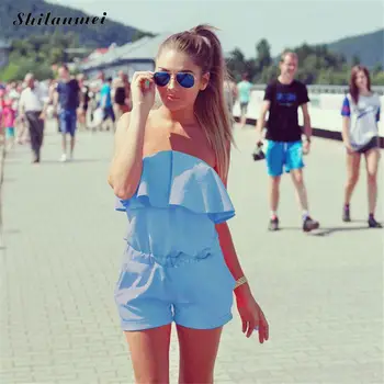 2018 Women Sexy Off Shoulder Jumpsuit Ruffles Bodysuit Casual Candy Color Womens Short Romper Summer Beach Romper Femme Overalls
2018 Women Sexy Off Shoulder Jumpsuit Ruffles Bodysuit Casual Candy Color Womens Short Romper Summer Beach Romper Femme Overalls