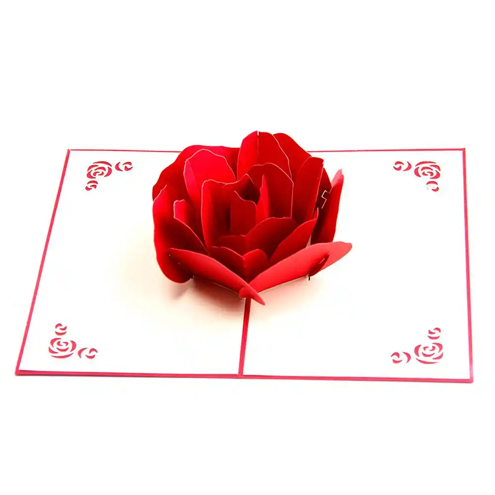 3d pop up rose thank you greeting postcards flower handmade