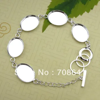 New Silver Plated Brass Bracelet Settings with 13x18mm Oval Bezel Trays Bases Glass Cabochon DIY cuff Bracelet Blank Wholesale
New Silver Plated Brass Bracelet Settings with 13x18mm Oval Bezel Trays Bases Glass Cabochon DIY cuff Bracelet Blank Wholesale