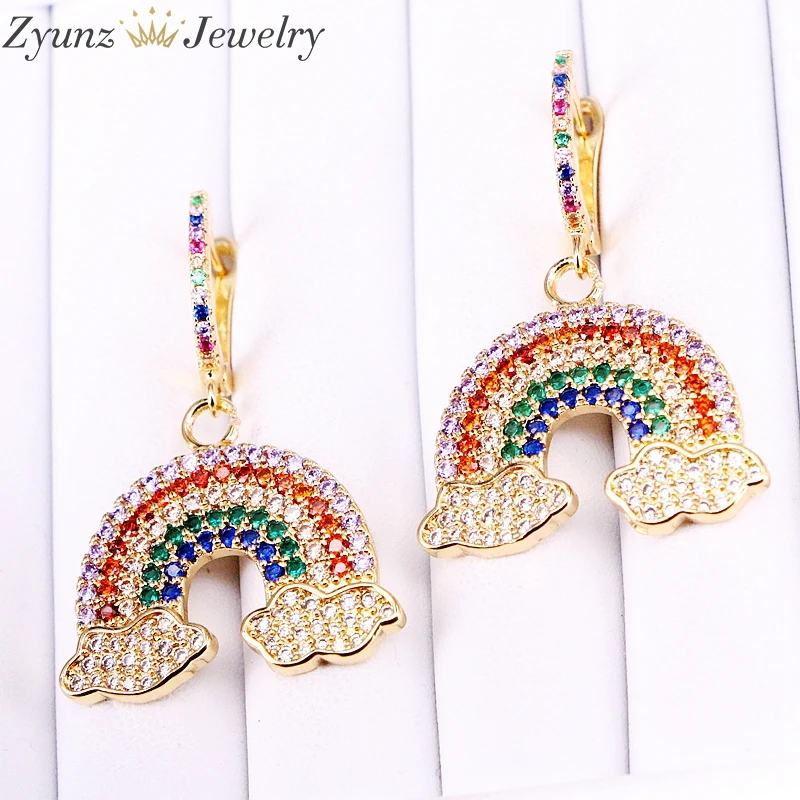 5 Pairs Rainbow Crystal Zirconia Dangle earring paved colourful CZ delicate girl ladies fashion gift jewelry
5 Pairs Rainbow Crystal Zirconia Dangle earring paved colourful CZ delicate girl ladies fashion gift jewelry