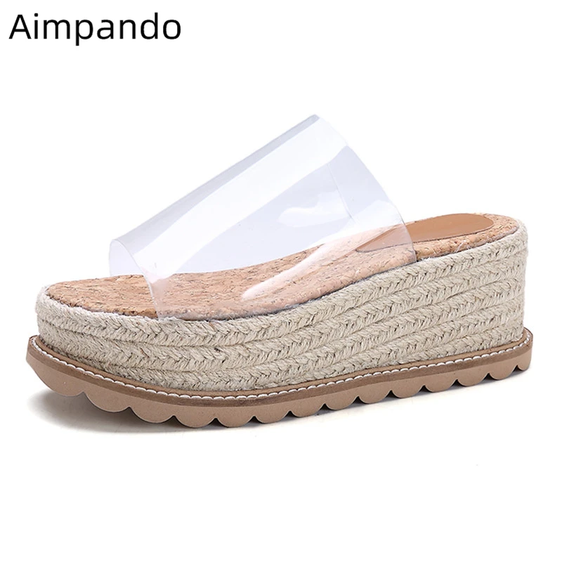 Straw Hemp Rope Wedges Summer Shoes Woman New 2019 Clear Transparent PVC Thick Bottom Heel Fashion Outwear Slippers Women
Straw Hemp Rope Wedges Summer Shoes Woman New 2019 Clear Transparent PVC Thick Bottom Heel Fashion Outwear Slippers Women