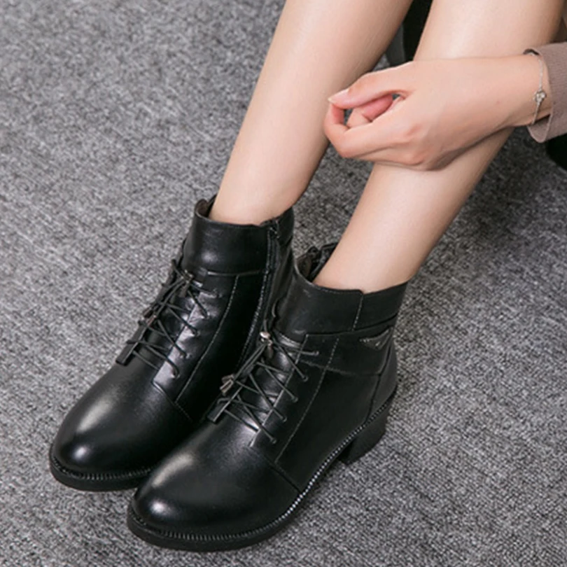 Ankle Genuine Leather Mother Lace-up Full Grain For Women Autumn Winter Full Grain Natural Med Heels Woman Shoes Ladies Warm
Ankle Genuine Leather Mother Lace-up Full Grain For Women Autumn Winter Full Grain Natural Med Heels Woman Shoes Ladies Warm