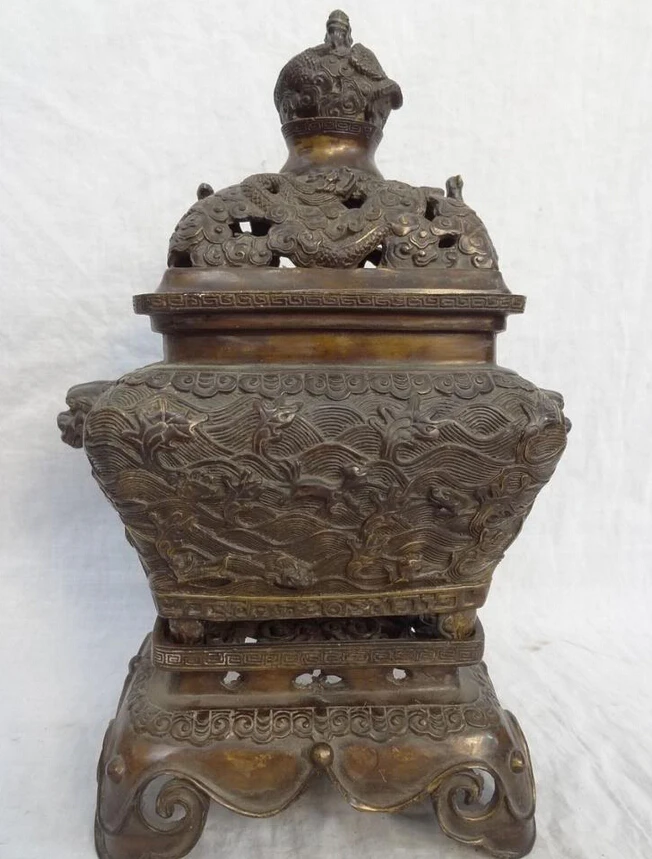 USPS to USA S1199 14" Folk Chinese Bronze Cloud Fly Dragon Statue Lion Head Incense Burner Censer B0401
USPS to USA S1199 14" Folk Chinese Bronze Cloud Fly Dragon Statue Lion Head Incense Burner Censer B0401