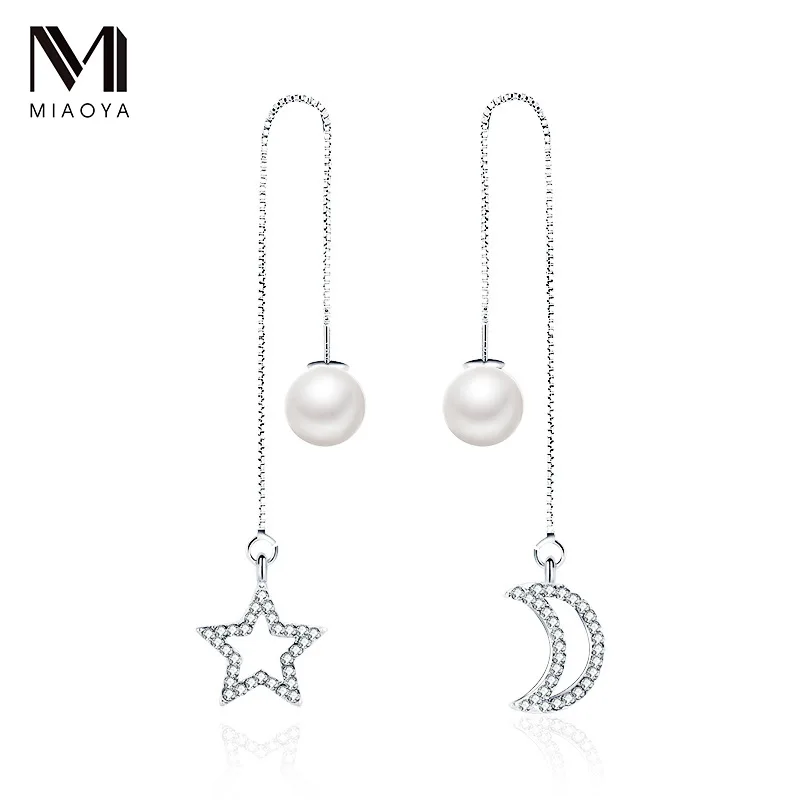 Fashion Star Moon Crystal Long Pearl Drop Dangle Earrings for Women Korean Silver Tassel Earrings Party Gift Wedding Jewelry
Fashion Star Moon Crystal Long Pearl Drop Dangle Earrings for Women Korean Silver Tassel Earrings Party Gift Wedding Jewelry