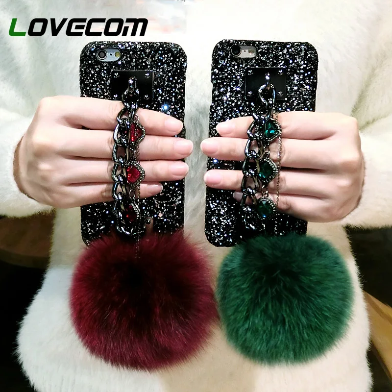 Luxury Glitter powder Fox Fur Ball Bling Diamond Cyrstal Chain Hard Phone Case Coque Back Cover for iPhone 6 6s 7 Plus Case Capa
Luxury Glitter powder Fox Fur Ball Bling Diamond Cyrstal Chain Hard Phone Case Coque Back Cover for iPhone 6 6s 7 Plus Case Capa