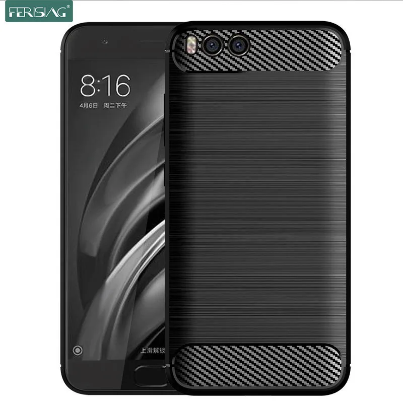 FERISING для Xiaomi 6 углеродное волокно зернистый Бампер анти стук Мягкий ТПУ