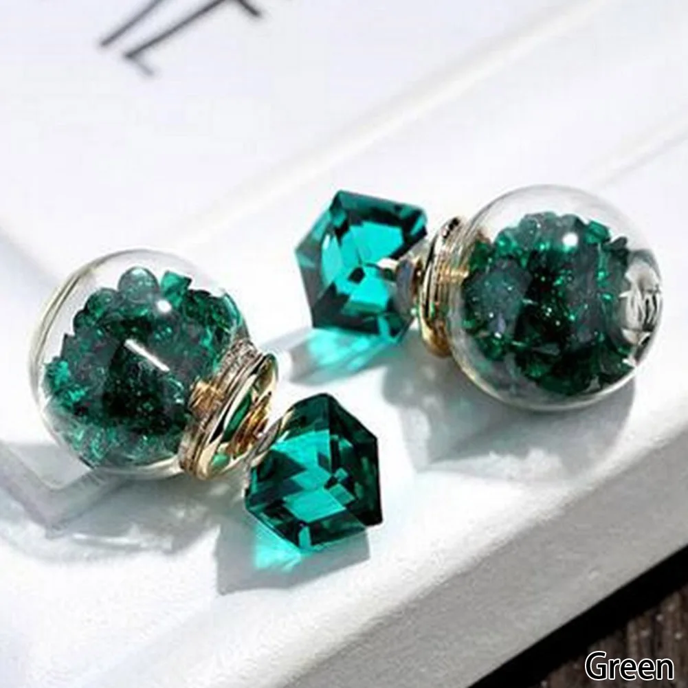 Trendy Women Crystal Ball Double-sided Earings Glass Bottle With Sand Stud Earrings Women Stud Earring
Trendy Women Crystal Ball Double-sided Earings Glass Bottle With Sand Stud Earrings Women Stud Earring