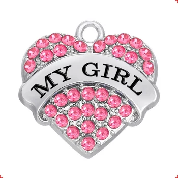 Full Clear Pink Rhinestone Crystal Heart My Girl Pendant Charms Jewelry Accessories For DIY Handmade Key Chains,Bracelets Making 
Full Clear Pink Rhinestone Crystal Heart My Girl Pendant Charms Jewelry Accessories For DIY Handmade Key Chains,Bracelets Making