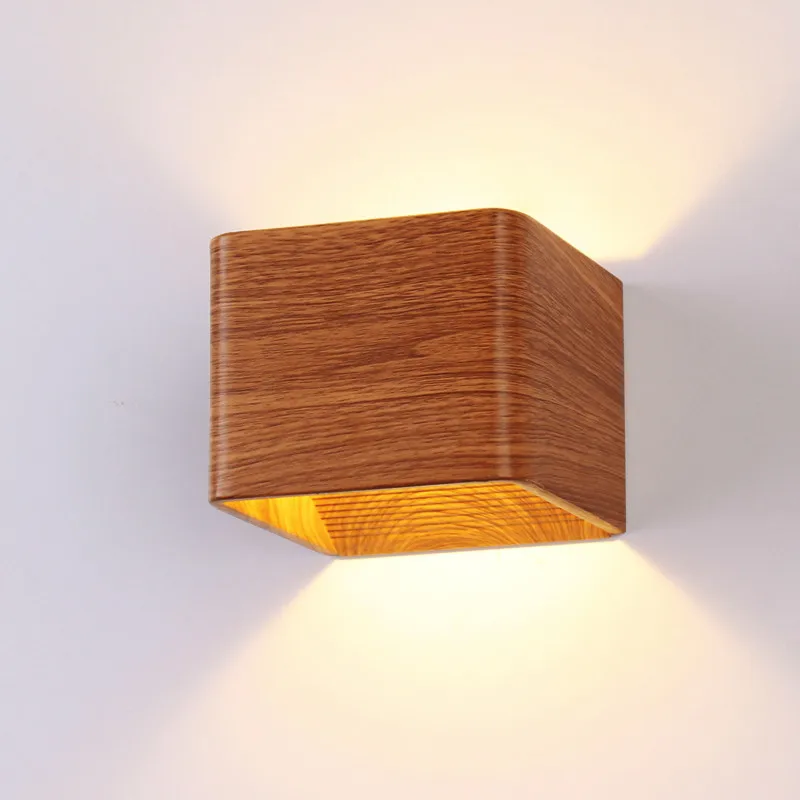 Modern Simple Wooden Color Aluminum Cube LED 6W Wall Lamp for Foyer Bedside Aisle Corridor Indoor Lighting Fixture 110/220V 1934 | Лампы и