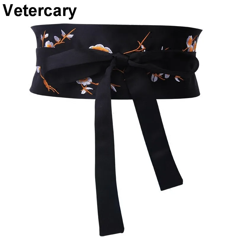 Фото New fashion wide embroidery waistbands for women black flower bow design HOT Slimming Body Belts Corset Girdle dress lady party |