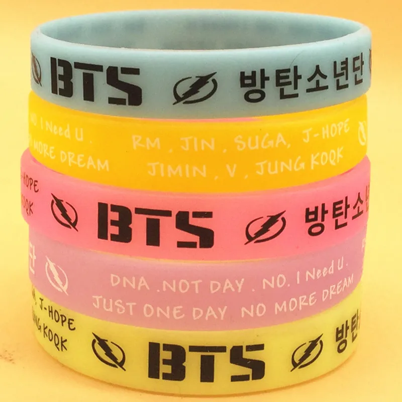 2019 New 5-color Jelly Luminous BTS Bangtan Boys Bullet-proof Juvenile Silicone Bracelet Wrist Strap
2019 New 5-color Jelly Luminous BTS Bangtan Boys Bullet-proof Juvenile Silicone Bracelet Wrist Strap