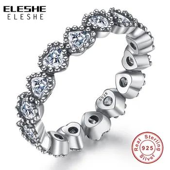 ELESHE Real 925 Sterling Silver Stackable Heart Finger Rings with Crystal Zircon Wedding Ring for Women Jewelry Christmas Gift
ELESHE Real 925 Sterling Silver Stackable Heart Finger Rings with Crystal Zircon Wedding Ring for Women Jewelry Christmas Gift