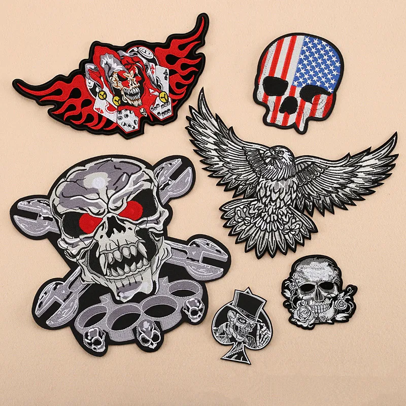 Large skull head biker devil patches embroidery for iron on Clothing punk eagle patch brand boy's badges appliques for jeans
Large skull head biker devil patches embroidery for iron on Clothing punk eagle patch brand boy's badges appliques for jeans
