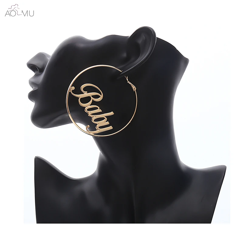 AOMU Fashion Exaggerate Baby Letter Metal Matte Big Hollow Round Circle Large Loop Hoop Earrings Gift for Women Girl Birthday
AOMU Fashion Exaggerate Baby Letter Metal Matte Big Hollow Round Circle Large Loop Hoop Earrings Gift for Women Girl Birthday