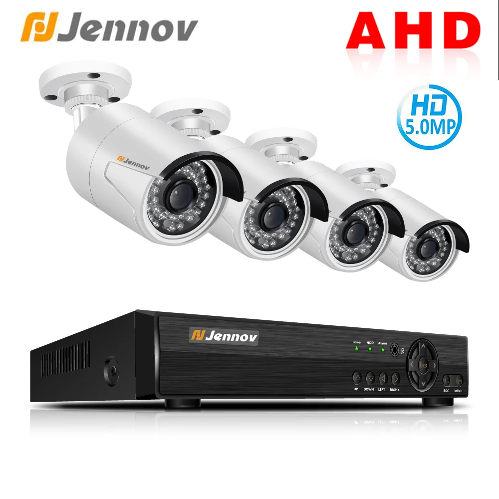 

Jennov AHD Camera 4CH 5.0MP Video Surveillance Kit IP Camera Security Camera System DVR Kit P2P CCTV Set Waterproof Night View