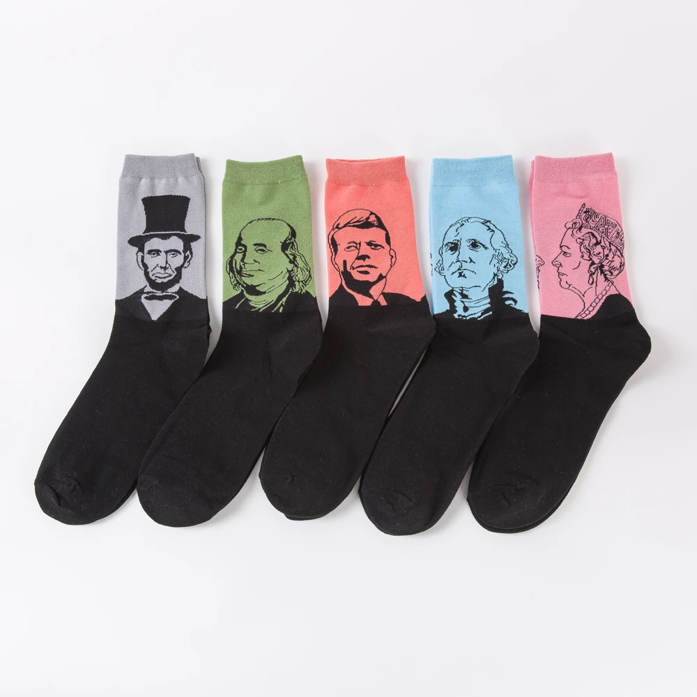 Colorful Men's Crew Funny Combed Cotton Dress Socks Lincoln Washington Kennedy Pattern Novelty Oil Painting Wedding Socks Gifts
Colorful Men's Crew Funny Combed Cotton Dress Socks Lincoln Washington Kennedy Pattern Novelty Oil Painting Wedding Socks Gifts