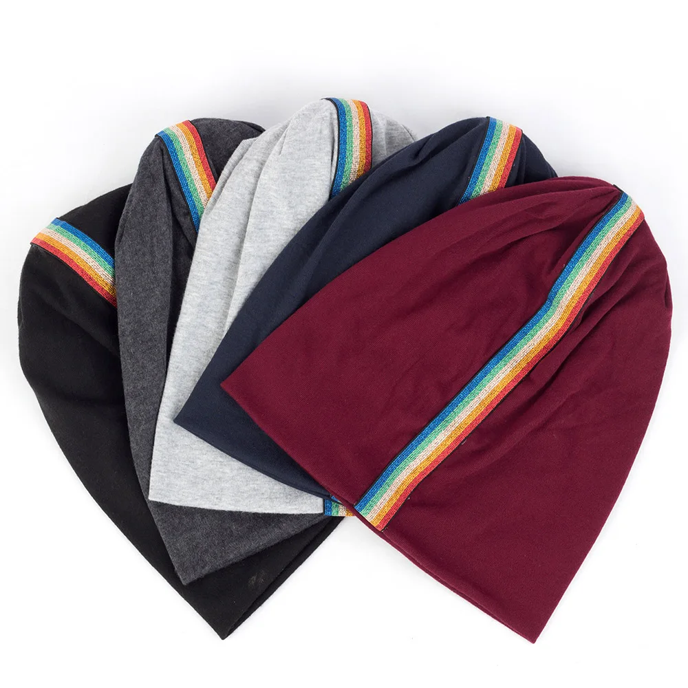 Spring Winter Women's Hats Unisex Slouchy Solid Skullies Hats Spring Cap Rainbow Striped Beanies Cotton Casual Beanie For Girls
Spring Winter Women's Hats Unisex Slouchy Solid Skullies Hats Spring Cap Rainbow Striped Beanies Cotton Casual Beanie For Girls