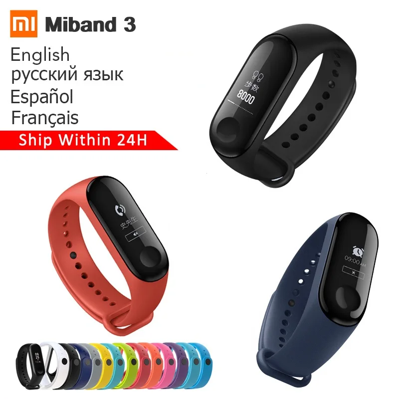 Original Xiaomi Mi band 3 Heart Rate Monitor Bluetooth 4.2 Xaomi Smart Sport Bracelet OLED Miband 3 Smartband
Original Xiaomi Mi band 3 Heart Rate Monitor Bluetooth 4.2 Xaomi Smart Sport Bracelet OLED Miband 3 Smartband