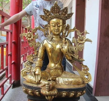 China Buddhism Bronze Copper Gild Kwan-yin Green Tara Guanyin Bodhisattva Statue
China Buddhism Bronze Copper Gild Kwan-yin Green Tara Guanyin Bodhisattva Statue
