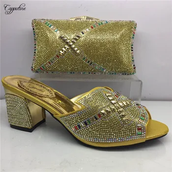 Most fashion African slip-on high heel pump shoes and evening bag set with rhinestones GY3, heel height 6cm
Most fashion African slip-on high heel pump shoes and evening bag set with rhinestones GY3, heel height 6cm