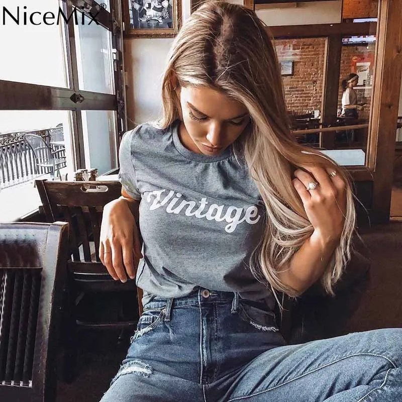NiceMix 2019 Summer Tops for Women T Shirt Women Tops Harajuku Print Letter VINTAGE Tumblr Tee Femme Cotton T-shirt Feminino
NiceMix 2019 Summer Tops for Women T Shirt Women Tops Harajuku Print Letter VINTAGE Tumblr Tee Femme Cotton T-shirt Feminino