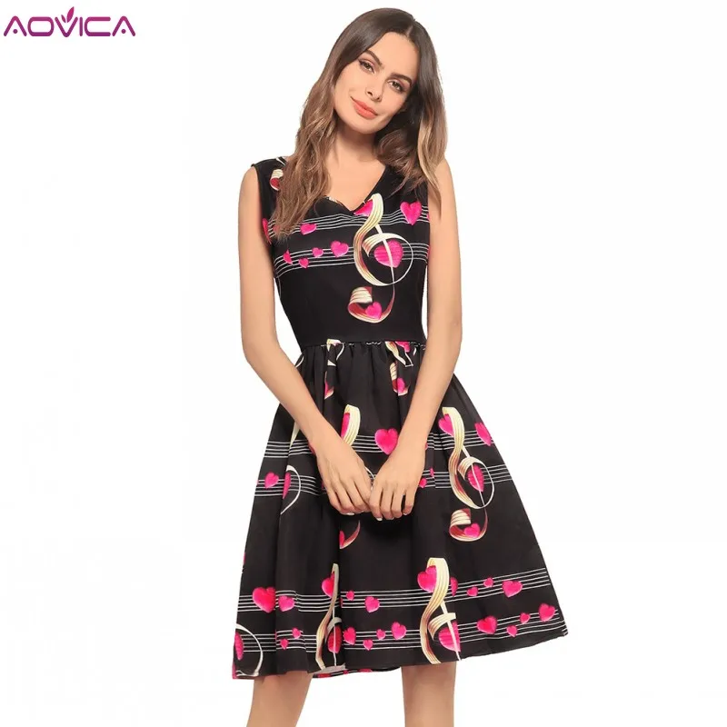 Aovica Musical Notes Summer Black Dress Women Cute Print Pinup 2018 Pleated Dresses Vintage Sleeveless Plus Size Dress Vestidos
Aovica Musical Notes Summer Black Dress Women Cute Print Pinup 2018 Pleated Dresses Vintage Sleeveless Plus Size Dress Vestidos